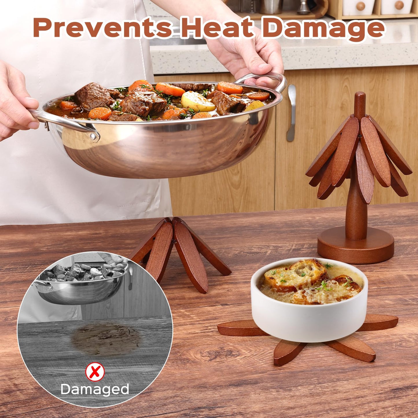 š„LAST DAY SALE 49% OFF š„Premium Heat-Resistant Natural Wooden Trivet Set for Hot Dishes