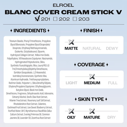 🌟Cream Stick V White Color-Changing Foundation Stick with Volufiline