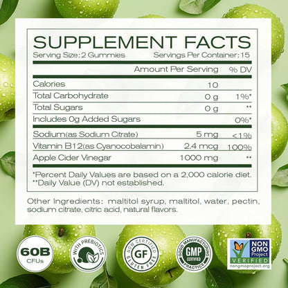 🔥2025 HOT SALE-49% OFF🔥Sugar-Free Apple Cider Vinegar (ACV) Gummies with The Mother & B12