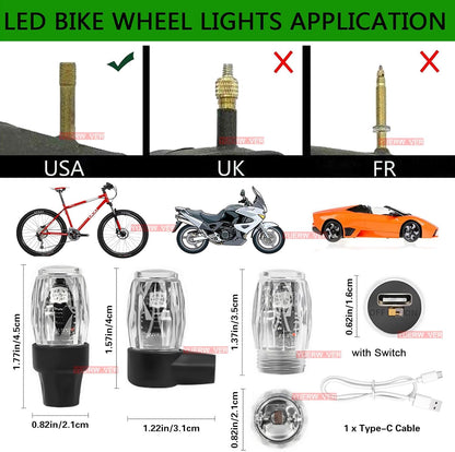 4 PCS Tire Valve Light Colorful LED Car Wheel Lights